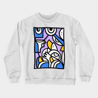 Graffiti Birds in Purple and Yellow Crewneck Sweatshirt